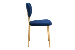 Best Miliboo Sillas modernas en terciopelo azul y estructura en metal dorado - lote de 2 LEPIDUS