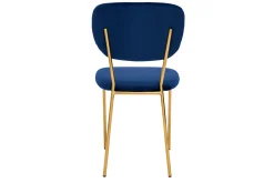 Best Miliboo Sillas modernas en terciopelo azul y estructura en metal dorado - lote de 2 LEPIDUS