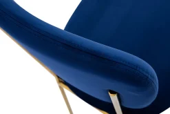 Best Miliboo Sillas modernas en terciopelo azul y estructura en metal dorado - lote de 2 LEPIDUS