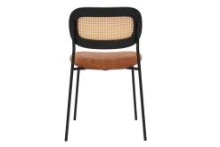 Sale Miliboo Sillas de diseño de tela de terciopelo texturizado color tierra quemada, metal negro y caña de ratán (juego de 2) MIRANDA