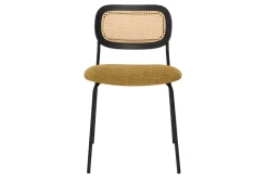 Shop Miliboo Sillas de diseño de terciopelo texturizado bronce, metal negro y mimbre (juego de 2) MIRANDA