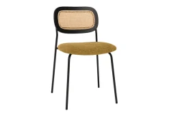 Shop Miliboo Sillas de diseño de terciopelo texturizado bronce, metal negro y mimbre (juego de 2) MIRANDA