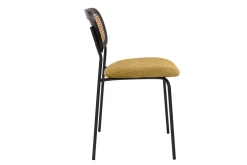 Shop Miliboo Sillas de diseño de terciopelo texturizado bronce, metal negro y mimbre (juego de 2) MIRANDA