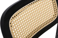 Shop Miliboo Sillas de diseño de terciopelo texturizado bronce, metal negro y mimbre (juego de 2) MIRANDA