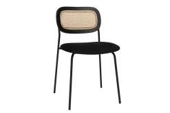Flash Sale Miliboo Sillas de diseño de terciopelo negro, metal negro y caña de ratán (juego de 2) MIRANDA