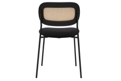 Flash Sale Miliboo Sillas de diseño de terciopelo negro, metal negro y caña de ratán (juego de 2) MIRANDA