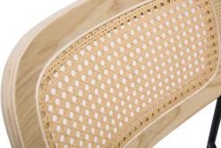 Clearance Miliboo Sillas de diseño en tela con efecto terciopelo texturizado beige, metal negro y mimbre (juego de 2) MIRANDA