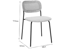 Clearance Miliboo Sillas de diseño en tela con efecto terciopelo texturizado beige, metal negro y mimbre (juego de 2) MIRANDA