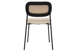Online Miliboo Sillas de diseño en tela efecto terciopelo texturizado beige, metal negro y rejilla de ratán (juego de 2) MIRANDA