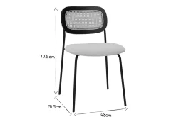 Online Miliboo Sillas de diseño en tela efecto terciopelo texturizado beige, metal negro y rejilla de ratán (juego de 2) MIRANDA