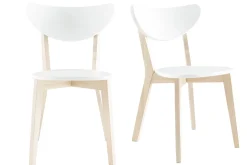 Cheap Miliboo Sillas diseño madera y laminado blanco LEENA (lote de 2)