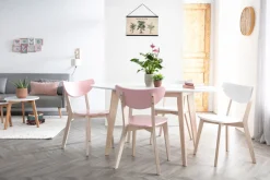 Cheap Miliboo Sillas diseño madera y laminado blanco LEENA (lote de 2)