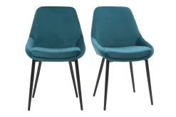 Flash Sale Miliboo Sillas en terciopelo azul petróleo (lote de 2) HOLO