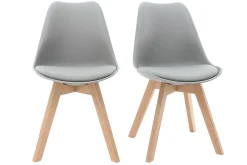 Flash Sale Miliboo Sillas gris claro con patas madera clara (lote de 2) PAULINE
