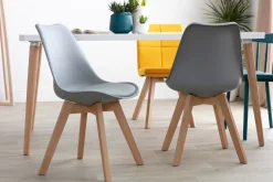 Flash Sale Miliboo Sillas gris claro con patas madera clara (lote de 2) PAULINE