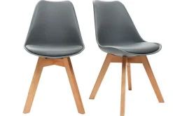 Discount Miliboo Sillas grises con patas madera clara (lote de 2) PAULINE