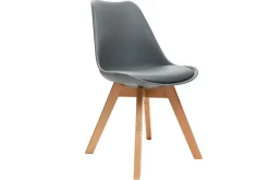 Discount Miliboo Sillas grises con patas madera clara (lote de 2) PAULINE
