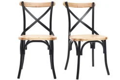 Store Miliboo Sillas industriales en metal negro y madera (lote de 2) JAKE