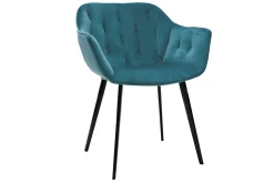 Clearance Miliboo Sillas modernas en terciopelo azul petróleo y patas metal negro (lote de 2) BURTON