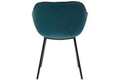 Clearance Miliboo Sillas modernas en terciopelo azul petróleo y patas metal negro (lote de 2) BURTON