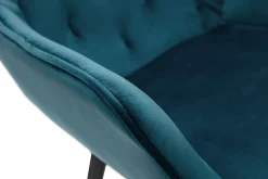 Clearance Miliboo Sillas modernas en terciopelo azul petróleo y patas metal negro (lote de 2) BURTON