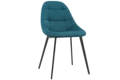 Outlet Miliboo Sillas modernas en terciopelo azul petróleo y metal (lote de 2) COX