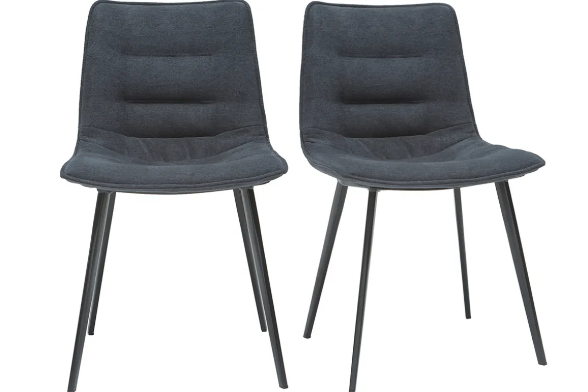 Best Miliboo Sillas modernas tejido efecto terciopelo gris oscuro (lote de 2) PARKER