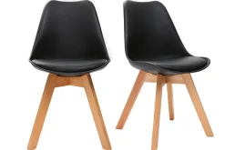 New Miliboo Sillas negras con patas madera clara (lote de 2) PAULINE