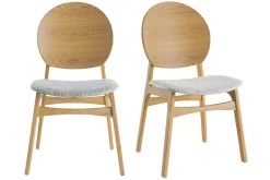Hot Miliboo Sillas nórdicas en madera clara y tejido gris (lote de 2) ELTON