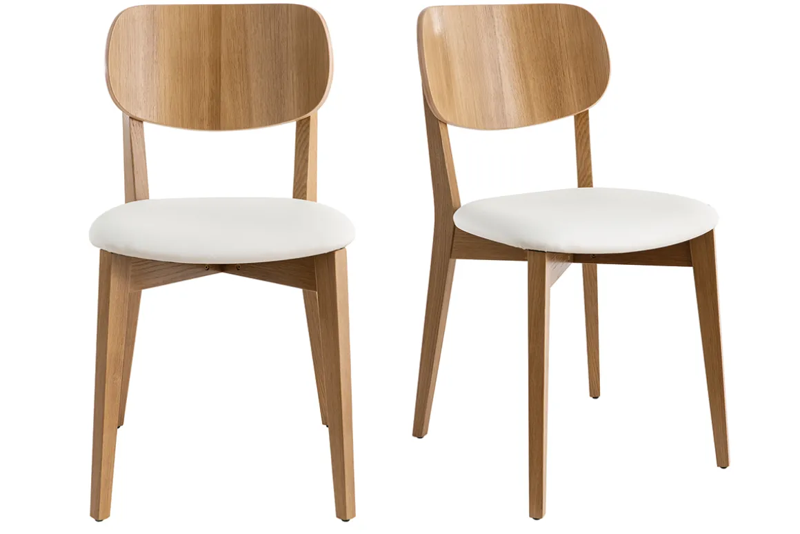 Clearance Miliboo Sillas vintage roble y asiento blanco (lote de 2) LUCIA