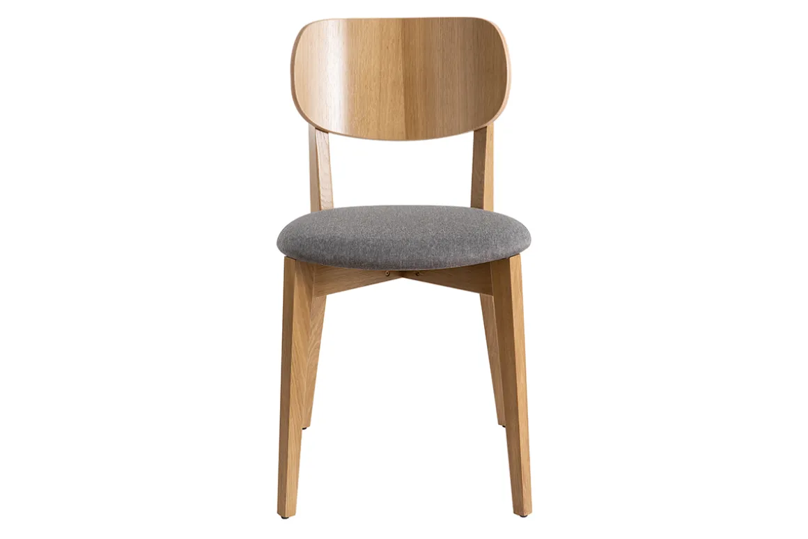 Sale Miliboo Sillas vintage roble y asiento gris jaspeado (lote de 2) LUCIA