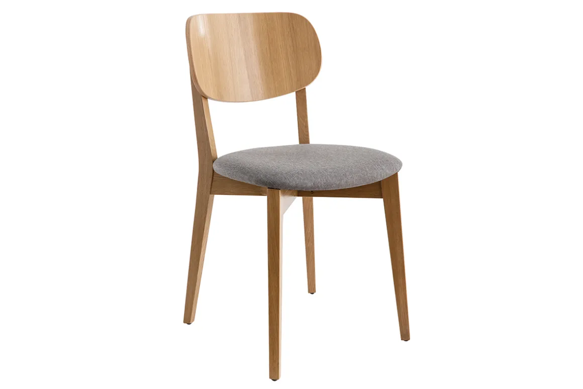Sale Miliboo Sillas vintage roble y asiento gris jaspeado (lote de 2) LUCIA