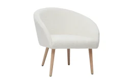 Discount Miliboo Sillón blanco efecto borreguillo con patas de madera clara OLIVIA