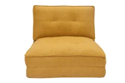 Online Miliboo Sillón cama de 1 plaza de tejido efecto aterciopelado amarillo mostaza SALLY