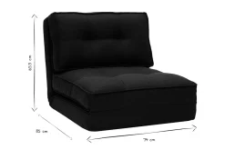 Sale Miliboo Sillón cama de 1 plaza de tela negra SALLY