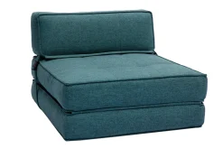 Best Sale Miliboo Sillón cama de 1 plaza de tela azul petróleo KATY