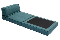 Best Sale Miliboo Sillón cama de 1 plaza de tela azul petróleo KATY