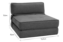 Best Sale Miliboo Sillón cama de 1 plaza de tela azul petróleo KATY