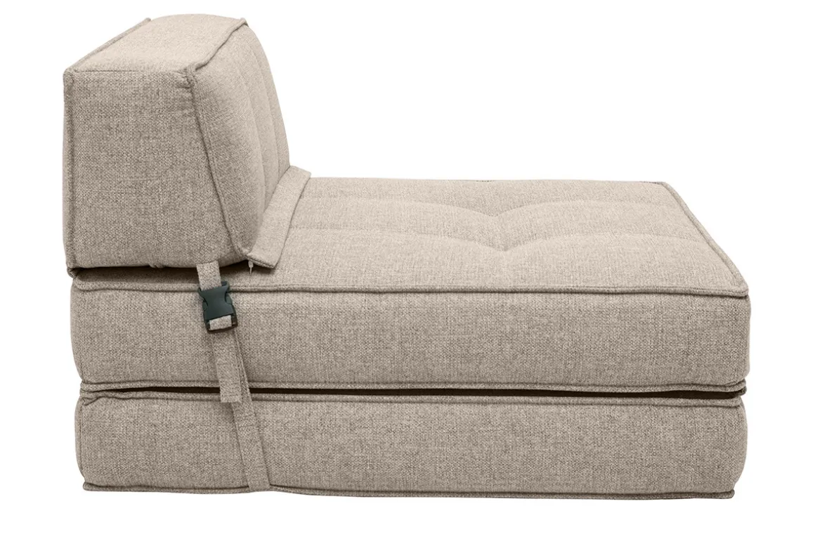 Fashion Miliboo Sillón cama de 1 plaza de tela color topo KATY