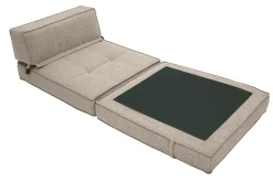 Fashion Miliboo Sillón cama de 1 plaza de tela color topo KATY