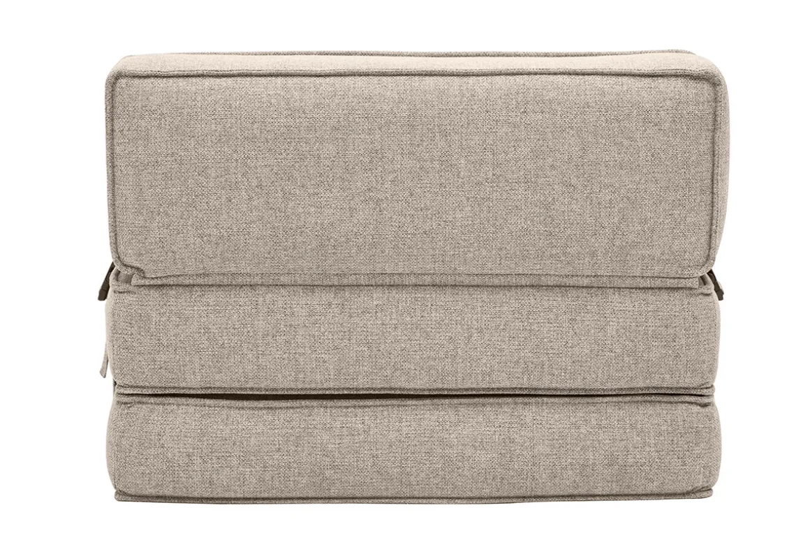 Fashion Miliboo Sillón cama de 1 plaza de tela color topo KATY