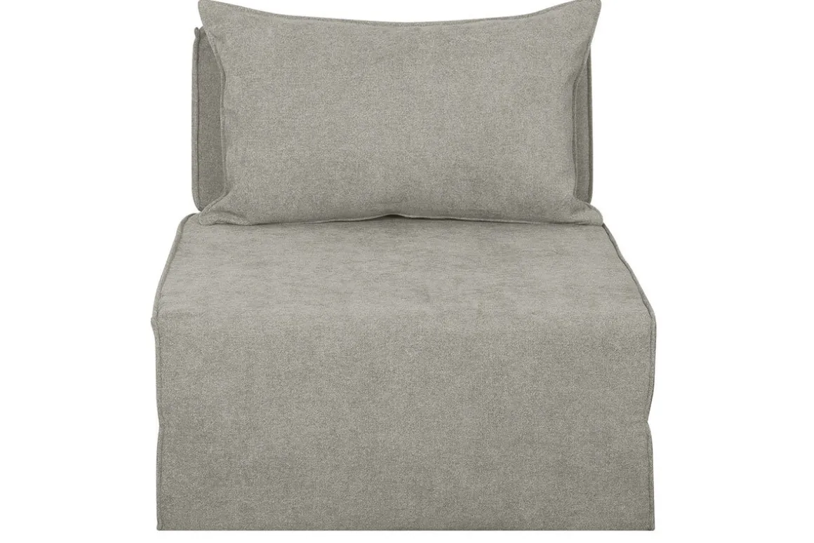 Cheap Miliboo Sillón cama de 1 plaza de tejido efecto aterciopelado color topo VICTOR