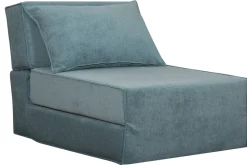 Clearance Miliboo Sillón cama de 1 plaza de tejido efecto aterciopelado azul VICTOR
