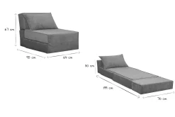 Clearance Miliboo Sillón cama de 1 plaza de tejido efecto aterciopelado azul VICTOR