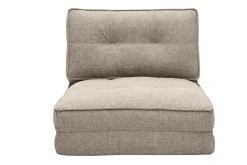 Clearance Miliboo Sillón cama de 1 plaza de tela color topo SALLY