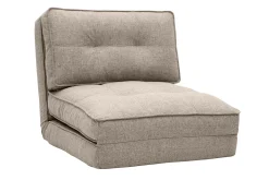 Clearance Miliboo Sillón cama de 1 plaza de tela color topo SALLY