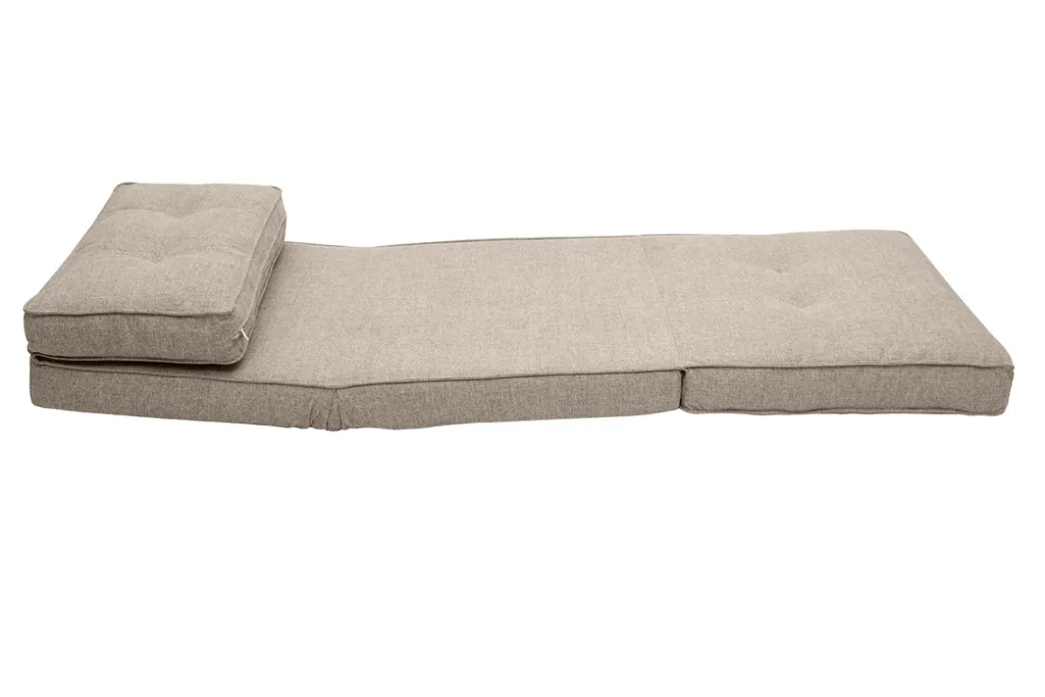 Clearance Miliboo Sillón cama de 1 plaza de tela color topo SALLY