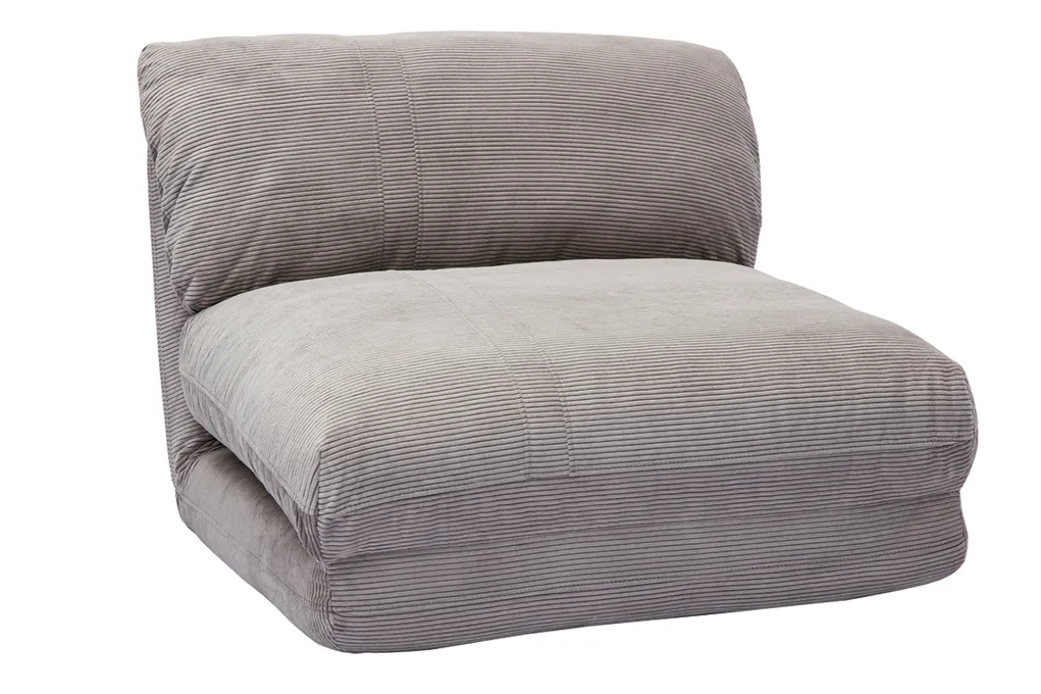 Clearance Miliboo Sillón cama de 1 plaza pana gris claro SPENCER