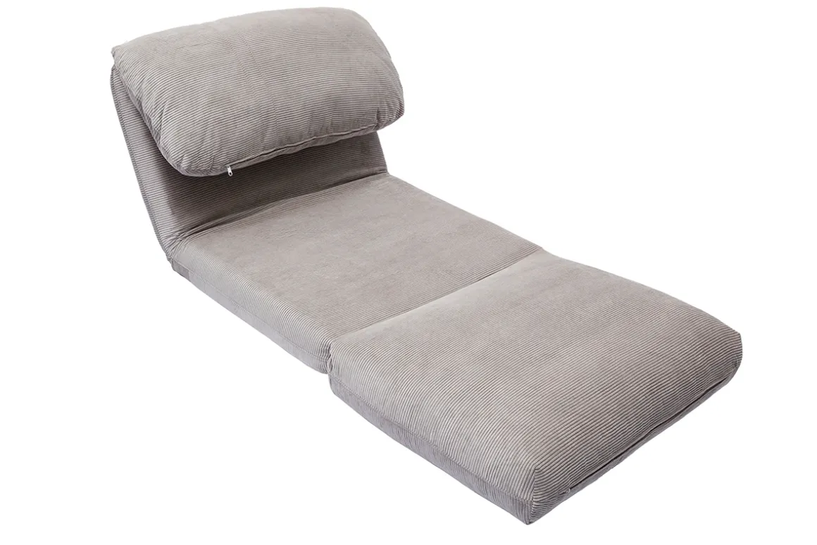 Clearance Miliboo Sillón cama de 1 plaza pana gris claro SPENCER
