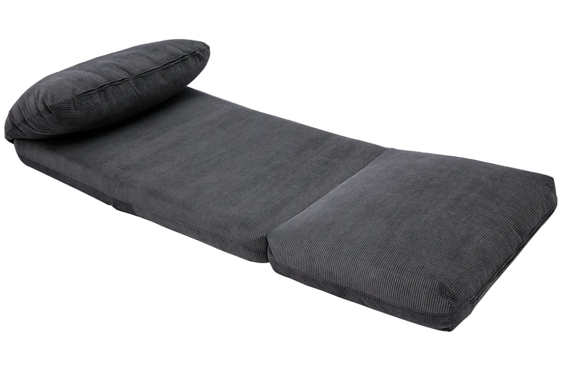 Discount Miliboo Sillón cama de 1 plaza pana gris oscuro SPENCER